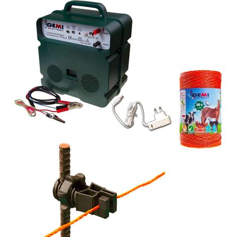 Clôture Électrique Kit Complet 1 Electrificateur B12 Double Alimentation 12 V 220 V 1 Fil 500 MT 4 Mm² 100 pcs Isolateur pour Piquets en FER Clôture Électrifiée pour Chevaux Sangliers (1/5)