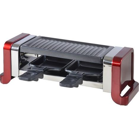 Service à raclette / gril /pierre - 350W - 2 poêlons - 2 spatules - Rouge - KITCHENCHEF (1/3)