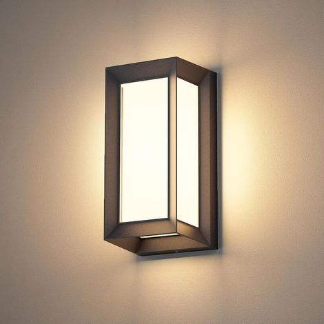 Aplique de pared para interior y exterior de 18 W, moderno, resistente al agua IP65, para patio, pasillo, entrada y balcón, 1080 lm, blanco cálido 3000 K, PC + aluminio, color negro [Clase energética  (1/5)
