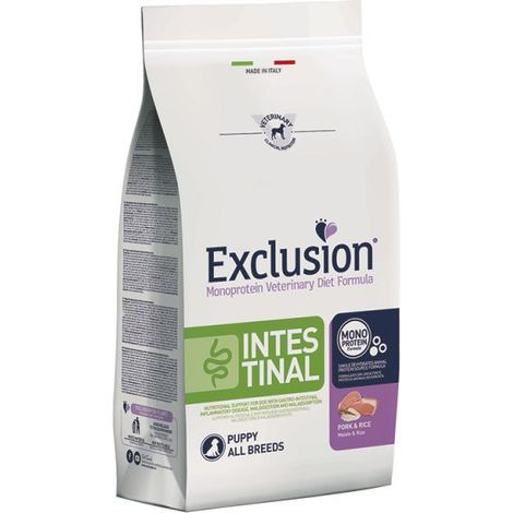 Exclusion Dog Intestinal Puppy All Breeds Maiale e Riso - Sacco 2 Kg - Cibo Secco Cani
