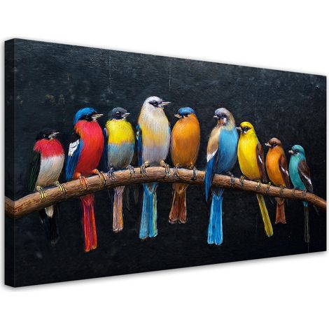 Tableau déco Oiseaux Animaux Colorés 100x50 (1/5)