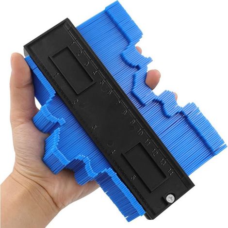 1 - Konturenlehre - Profilkopierer - Abschließbares ABS-Messwerkzeug für Heimwerker und Holzbearbeitung - Blau - 14 x 1,5 cm (1/5)
