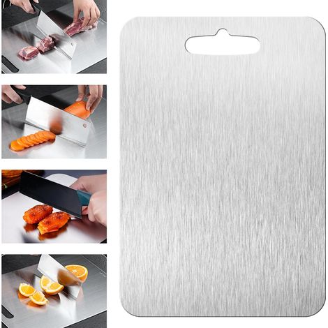 Planche à découper double face pour la maison, planche à découper les légumes et la viande, argent, grande taille, 1,5 mm x 36 x 25 cm (1/5)
