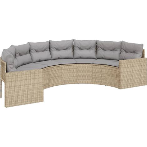 Maison Exclusive - Divano da Giardino con Cuscini Semicircolare Beige Polyrattan