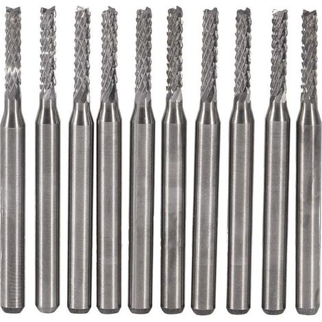10pcs Fraise en Carbure Cémenté Fin Mill Gravure Bits Sculpture Perceuse Coupeur SMT/CNC/PCB 2mm (1/5)