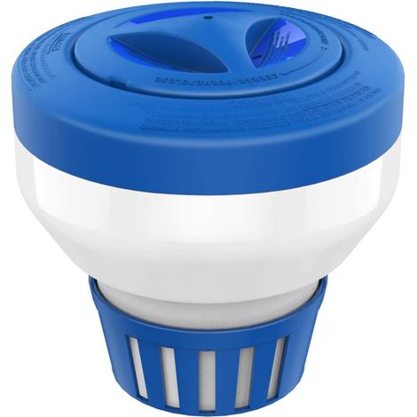 8 Inch Floating Chlorine Dispenser, Large Capacity Adjustable Release Tablet Float for Indoor and Outdoor Swimming Pools, Blue & White (1/5)