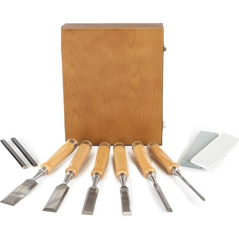 Stechbeitel Set 6-teilig aus Chrom-Vanadium Stahl für Holz
