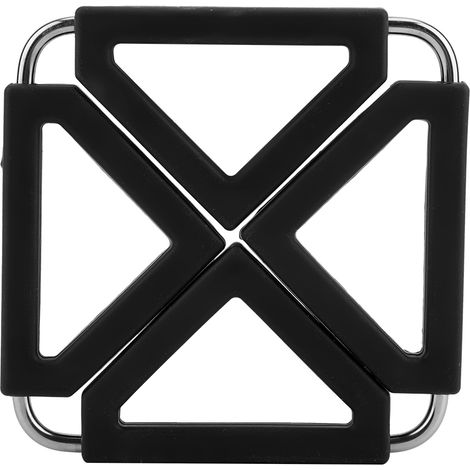 Sous-plat Réglable - Acier Inoxydable et Silicone - Pour Casseroles et Plats Chauds - 16 x 16 cm - Noir (1/5)
