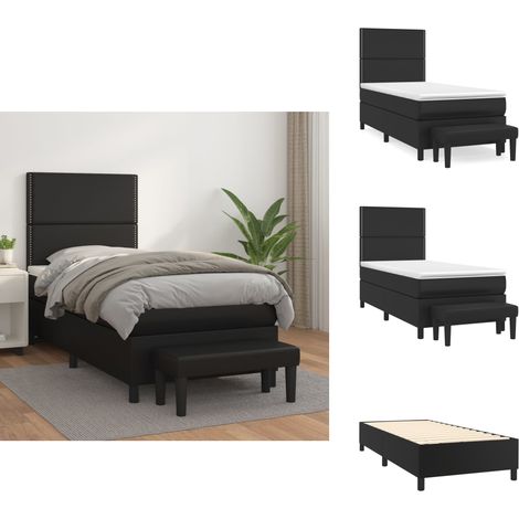 Boxspringbett mit Matratze Schwarz 100x200 cm Kunstleder - Boxspringbett - Betten - Schlafräume - Luxusbett - Doppelbett (1/5)