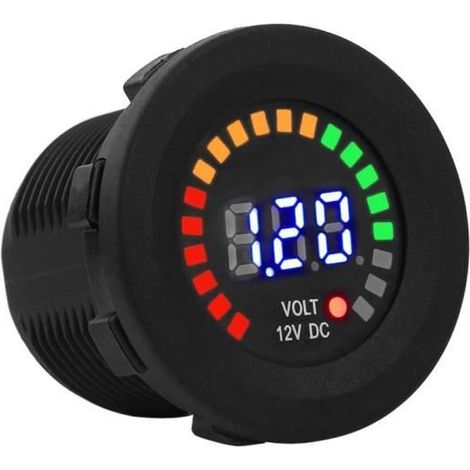 12 V Moto Voltmètre LED Affichage Numérique Étanche Compteur Jauge Noir (1/4)