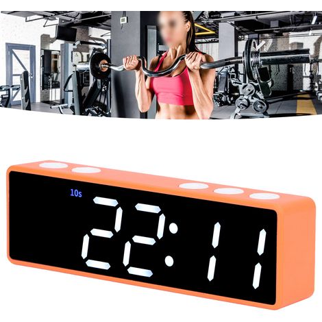 Minuteur d'entraînement fractionné Q20 Mini Gym, minuteur d'exercice multifonctionnel pour intérieur, cadre orange + écran vert et blanc (1/5)