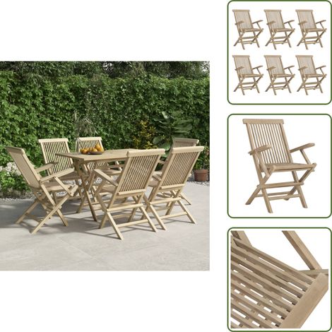 The Living Store Sedie Giardino Pieghevoli 6pz Grigie 56x61x89 cm Massello Teak - Sedie pieghevoli