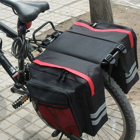 Sac de Vélo Double, Sac Velo Porte Bagage Arriere, Sacoche Double Velo Porte Bagage Arriere Impermeable, Étanche Double Sac de Vélo ArriÈRe, Haute Capacité Multifonction Sacoche Vélo Outdoor Rouge (1/5)