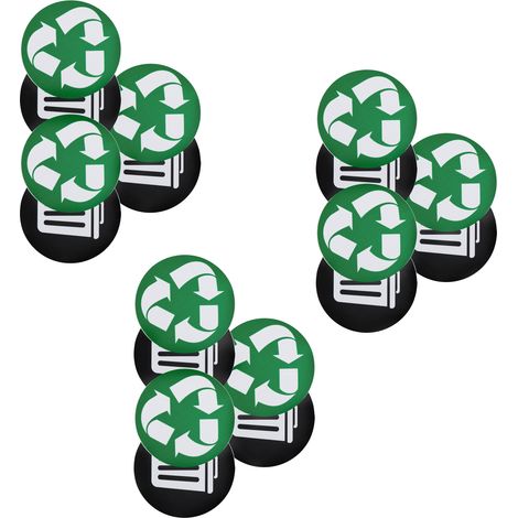 18 pièces/paquet d'autocollants de tri des déchets écologiques, auto-adhésifs, imperméables, adaptés à une utilisation intérieure et extérieure, recyclables. (1/5)