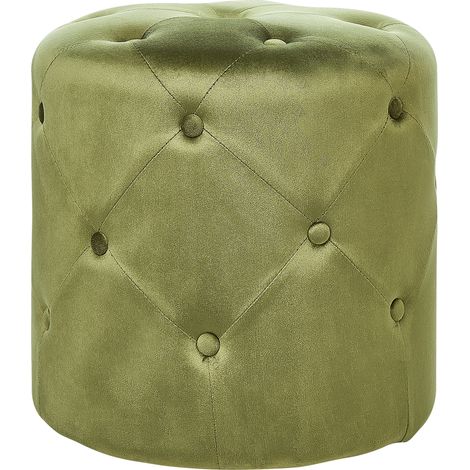 Moderno puf decorativo redondo acolchado reposapiés de sala de estar verde oliva Corolla
