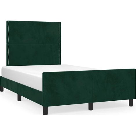 Lit adulte pour 2 personnes avec tête de lit, Structure de lit, Assemblage Facile, Vert foncé 120x200 cm Velours OIB7518E (1/5)