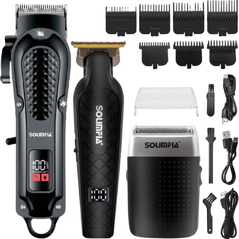 Kit de aseo con cortapelos, diseño 3 en 1, batería de larga duración, color negro. (1/2)
