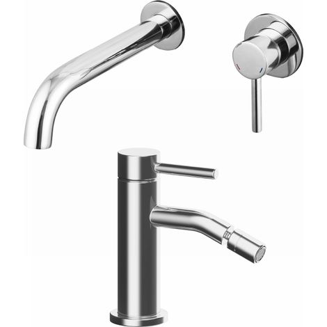 Coppia miscelatori Lavabo ad Incasso Bidet senza Scarico in Ottone Cromato Mod. Bette (1/3)