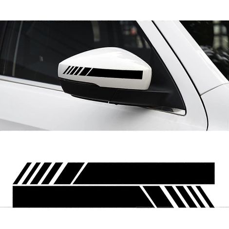 Accessoires extérieurs de voiture : autocollants décoratifs pour rétroviseurs, autocollants en vinyle pour carrosserie (2 pièces, noir). (1/5)