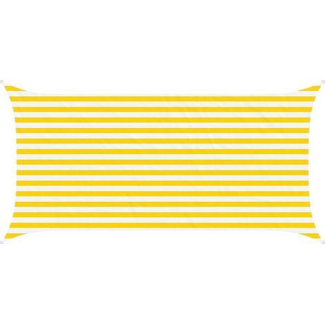 Voile d'ombrage à rayures jaunes et blanches, 4 x 2 mètres, 100% polyester Oxford. (1/5)