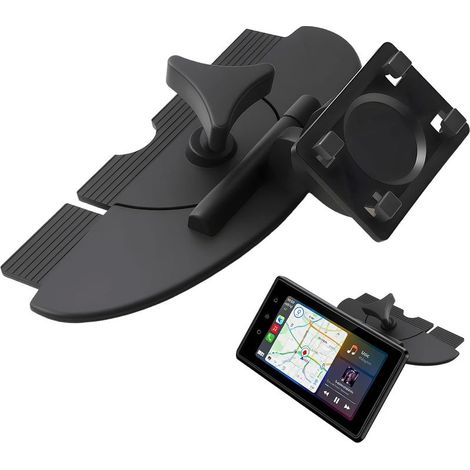 Support de fente pour CD pour écran CarPlay, adaptateur boule rotatif à 360 ° de 17 mm, support GPS pour écran Carplay, support de fente pour CD de voiture verrouillable à 4 touches pour autoradio de (1/5)