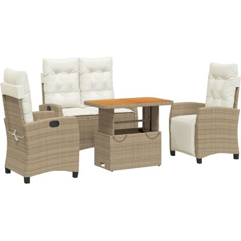 Maison Exclusive - 4-tlg. Garten-Essgruppe mit Kissen Beige Poly