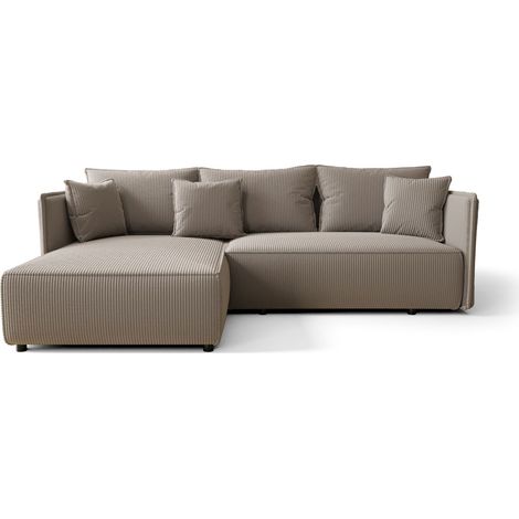 Canapé d’angle tissu convertible avec coffre MILAN angle gauche-Marron clair-angle gauche (1/4)