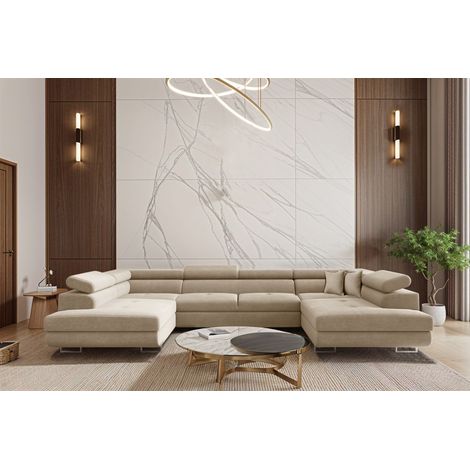 Wohnlandschaft Schlafsofa Sofa CARMELO in Stoff Nova Beige (1/3)