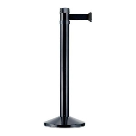 Postes separadores negro (con cinta extensible retráctil) 2m, Ø50mm Negro