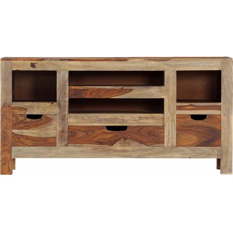 Maison Exclusive - Credenza Grigia 100x30x50 cm in Legno Massello di Acacia (1/5)