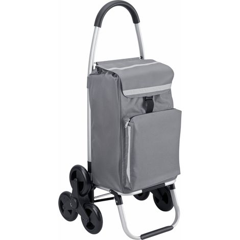 Meister Einkaufstrolley Grau, 54 + 5 L - 3x3 Treppensteiger - Klappbarer Einkaufsroller mit Kühlfach