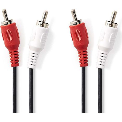 Cable de audio estereo 2x rca hane 2x rca hane niquel plateado 200 metros redondo negro lada