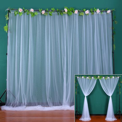Rideau en voile semi-transparent pour décoration de mariage, salon, chambre, extérieur - Couleur champagne, 1,5x3 m (1 panneau) (1/5)