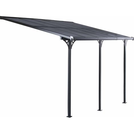 Gardiun – Pergola aluminium 435x300 cm – Panneaux polycarbonate 6 mm – Protection UV – Espace couvert 13 m² – Installation murale et au sol (1/5)