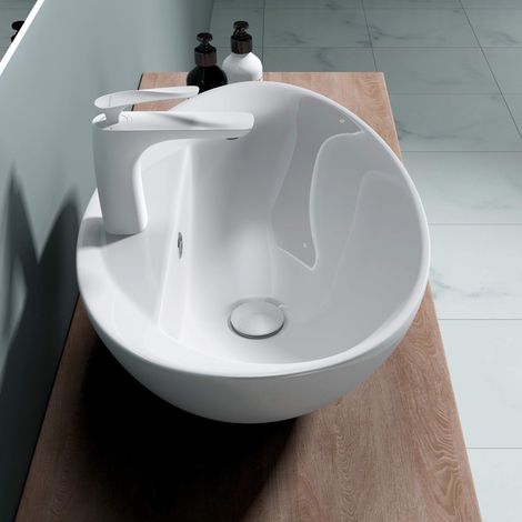 doporro Lavabo da Appoggio 59x39x21cm, Lavandino Bagno in Ceramica Nano Rivestimenti Brüssel302