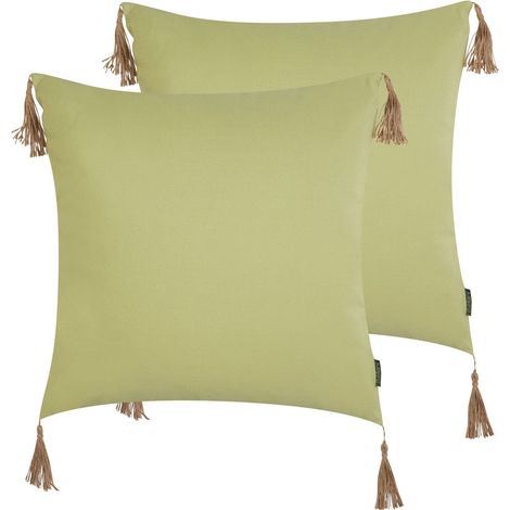Set di 2 cuscini con motivo a tinta unita verde 45 x 45 cm Chmistar (1/5)