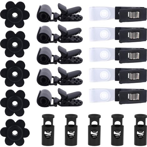 20 clip e tappi per bandiere da giardino, elementi di fissaggio autobloccanti in plastica antivento, accessori hardware per asta portabandiera per prato da giardino interno ed esterno (1/5)
