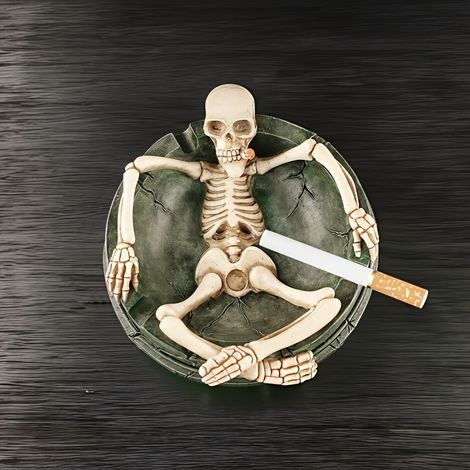 Cendrier rond gothique en forme de crâne - Décoration crâne en résine durable, décoration d'Halloween pour la maison ou l'extérieur (1/4)