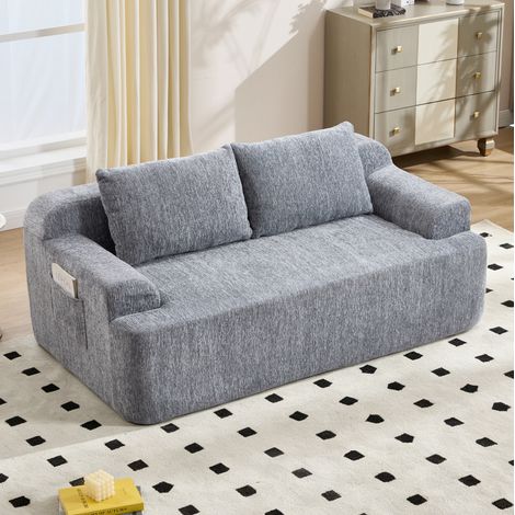 Canapé convertible gris en tissu, sans montage HAVRYA (1/5)