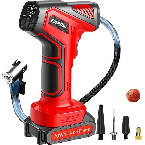 Akku-Reifenpumpe, 160PSI, Digitale Anzeige, Rot, Batteriebetrieben (1/5)