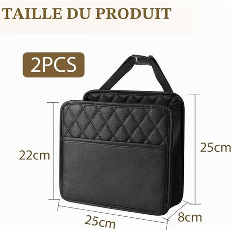 2 Pièce Sac de Rangement Suspendu en Cuir Pour Voiture,Organiseur de dossier de siège de voiture, organiseur de siège étanche,sacs de rangement Suspendu pour dossiers, tasses (1/4)