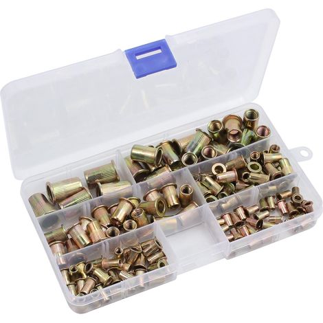 Kit mit 150 Teilen, verschiedenen Gewindemuttern M3 / M4 / M5 / M6 / M8 / M10, Gewindenieten aus verzinktem Kohlenstoffstahl für Nietmaschinen (1/5)