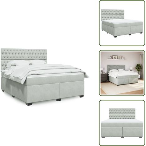 Sommier à lattes de lit et matelas Gris clair 180x200cm Velours - Sommier À Lattes De Lit - Sommiers À Lattes De Lit - Lit - Meuble De Chambre À Coucher (1/5)