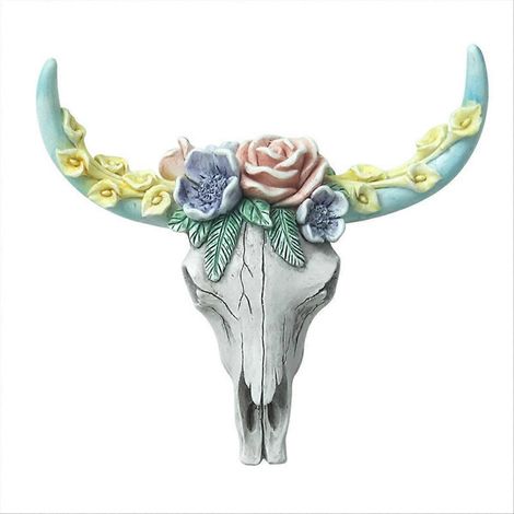 Décoration murale crâne de vache miniature L, pour plantes succulentes et fleurs. (1/5)