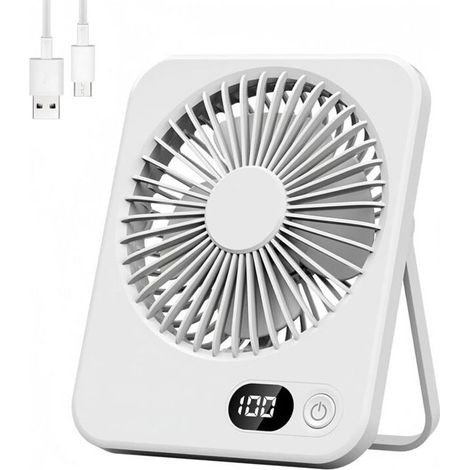 Portable and quiet USB fan, mini, 5 speeds, ideal for the office, table, kitchen and bedroom - Rechargeable Fly (1/5)