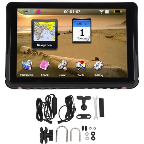 Eosnow Motorcycle GPS Navigator Route Planning 256MB 16GB 7-inch Touchscreen Water-Resistant Navigation Device for Car, Truck (1/5)