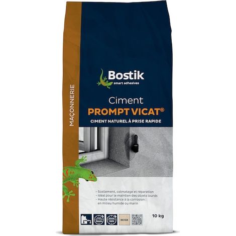 Bostik – Ciment Prompt Vicat 5KG – Prise rapide 2 min – Séchage 24h – Résistant à l'humidité – Pour sol et murs