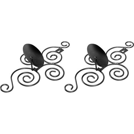 Lot de 2 bougeoirs muraux pliables de style européen en fer forgé à motif tourbillonnant, décoration intérieure noire (1/5)