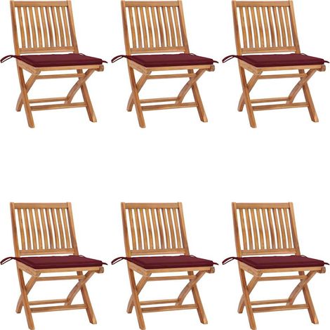 Klappbare Gartenstühle mit Kissen 6 Stk. Massivholz Teak (1/5)