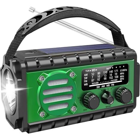 Radio AM/FM avec Batterie Solaire de 20000mAh, Lampe Poche à USB, (1/5)